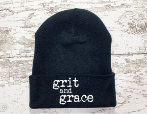 Grit and Grace, Black Beanie Cuffed Hat