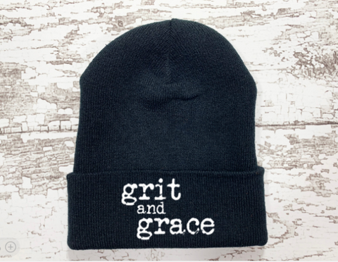 Grit and Grace, Black Beanie Cuffed Hat