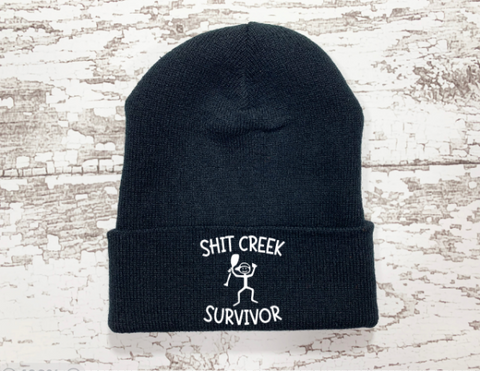 Shit Creek Survivor, Black Beanie Cuffed Hat