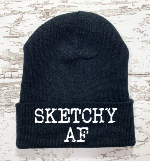 Sketchy AF, Black Beanie Cuffed Hat