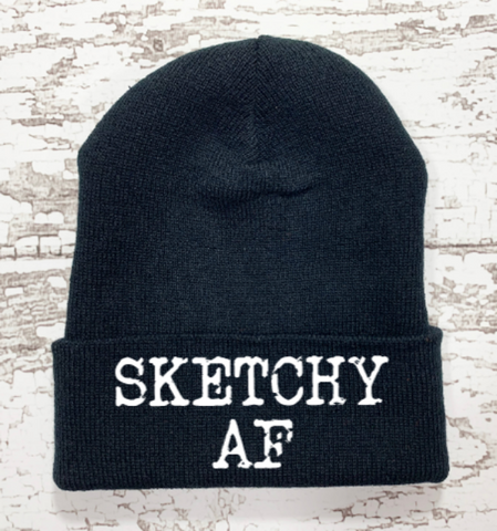 Sketchy AF, Black Beanie Cuffed Hat