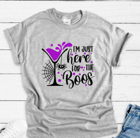 I'm Just Here For the Boos, Halloween Gray Unisex Short Sleeve T-shirt