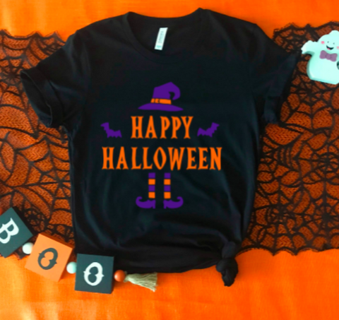 Happy Halloween Witch Black T-shirt