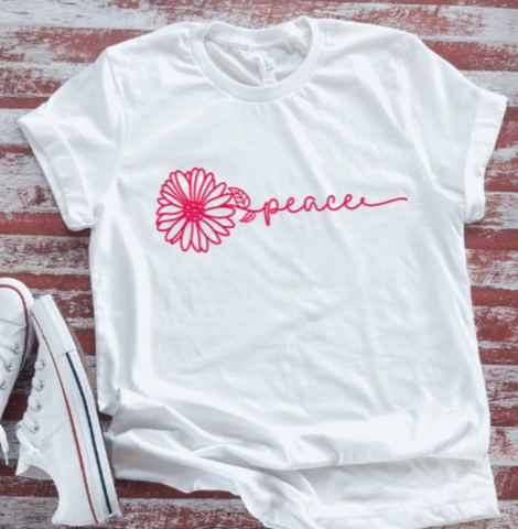 Flower Peace, White Short Sleeve T-shirt