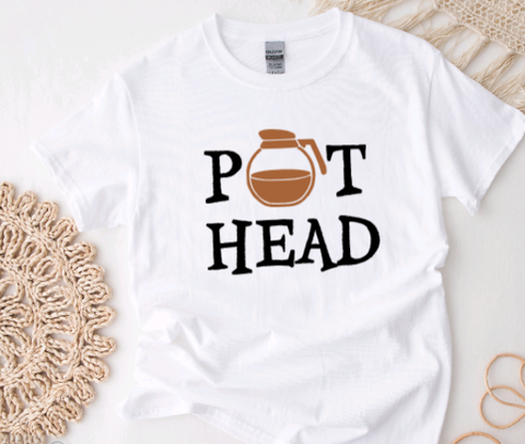 Pot Head, Coffee, White Unisex Short Sleeve T-shirt