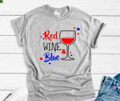 Red, Wine & Blue, 4th of July, Gray Short Sleeve Unisex T-shirt