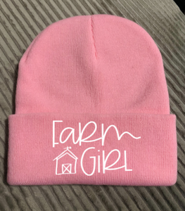 Farm Girl, Pink, Beanie Cuffed Winter Hat