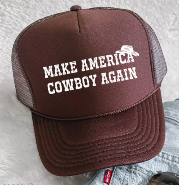 Make America Cowboy Again, Brown, Men's and Women's Otto Brand Trucker Hat