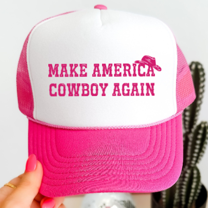 Make America Cowboy Again, Pink, Men's and Women's Otto Brand Trucker Hat