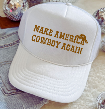 Make America Cowboy Again, White, Men's and Women's Otto Brand Trucker Hat