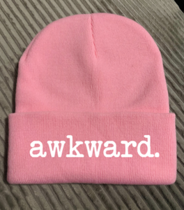 Awkward, Pink Beanie Cuffed Winter Hat