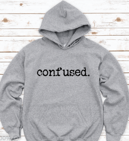 Confused, Gray, Unisex Hoodie Sweatshirt