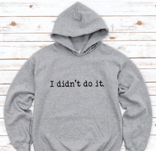 I Didn't Do It, Gray, Unisex Hoodie Sweatshirt