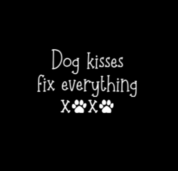 Dog Kisses Fix Everything, Black Beanie Cuffed Winter Hat