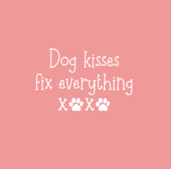 Dog Kisses Fix Everything, Pink Beanie Cuffed Winter Hat