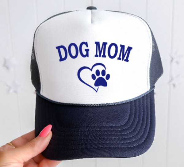 Dog Mom, Navy Blue and White, Women's Otto Brand Trucker Hat