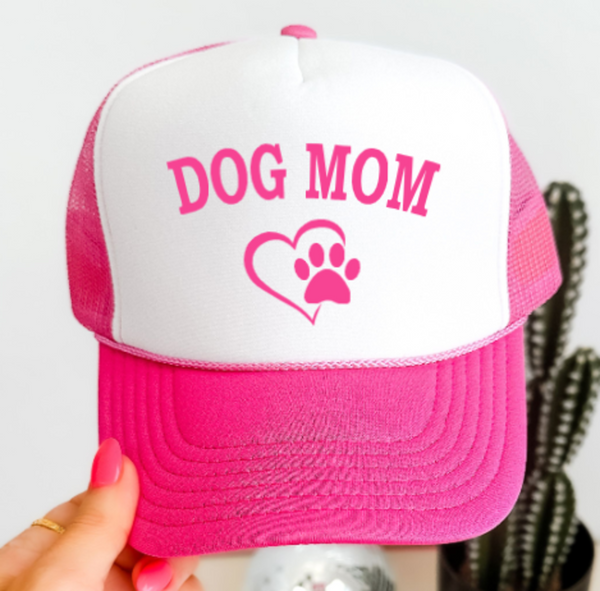Dog Mom, Pink, Men's and Women's Otto Brand Trucker Hat