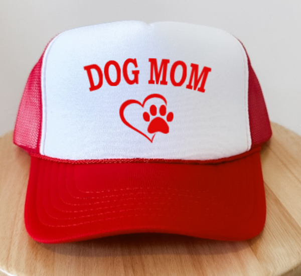 Dog Mom, Red, Men's and Women's Otto Brand Trucker Hat
