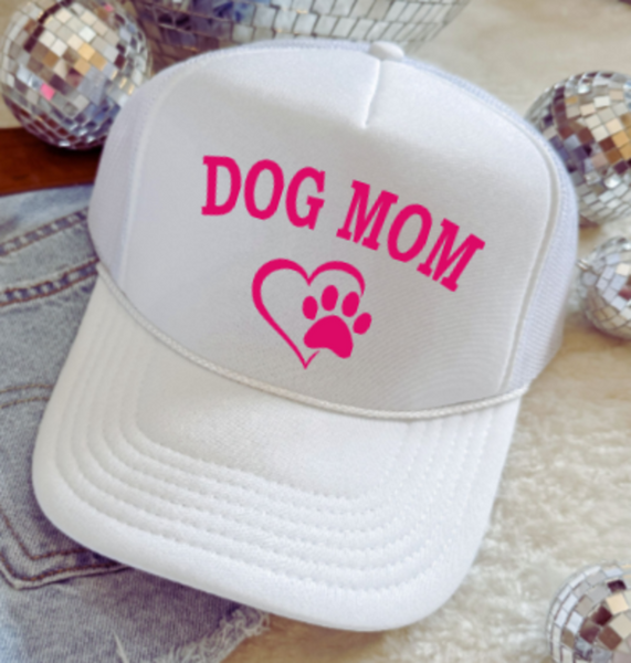 Dog Mom, White, Men's and Women's Otto Brand Trucker Hat