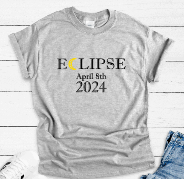 Eclipse, April 8th, 2024, Gray Short Sleeve Unisex T-shirt