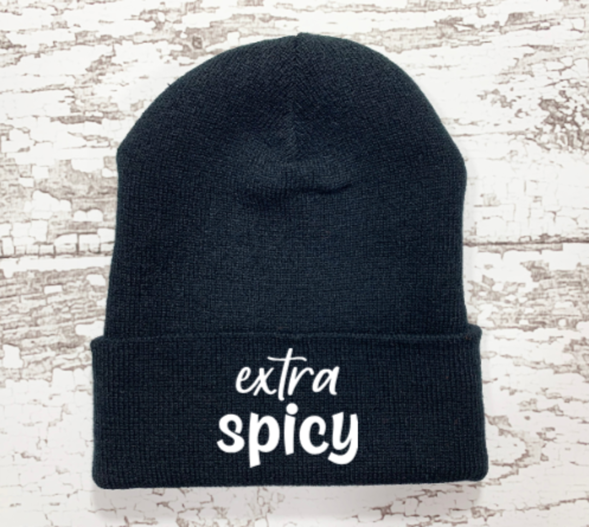 Extra Spicy, Black Beanie Cuffed Winter Hat