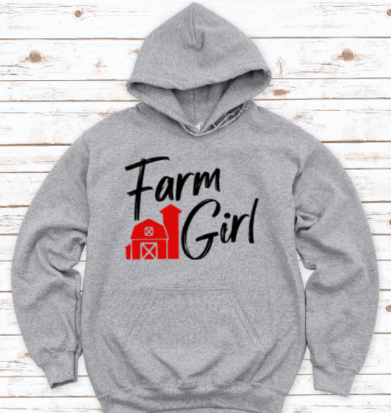 Farm Girl, Gray Unisex Hoodie Sweatshirt