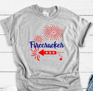 Firecracker, 4th of July, Gray Short Sleeve Unisex T-shirt