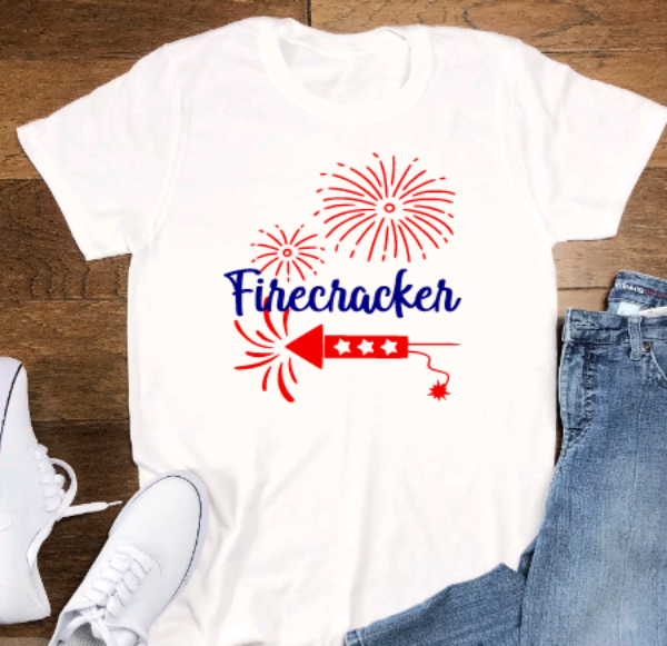 Firecracker, 4th of July, White Unisex, Short Sleeve T-shirt