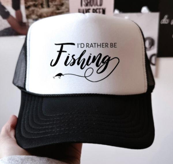 I'd Rather Be Fishing, Black, Men's and Women's Otto Brand Trucker Hat