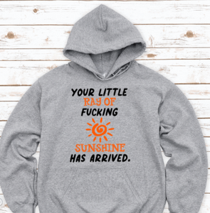 Your Little Ray of F@cking Sunshine Has Arrived, Gray Unisex Hoodie Sweatshirt