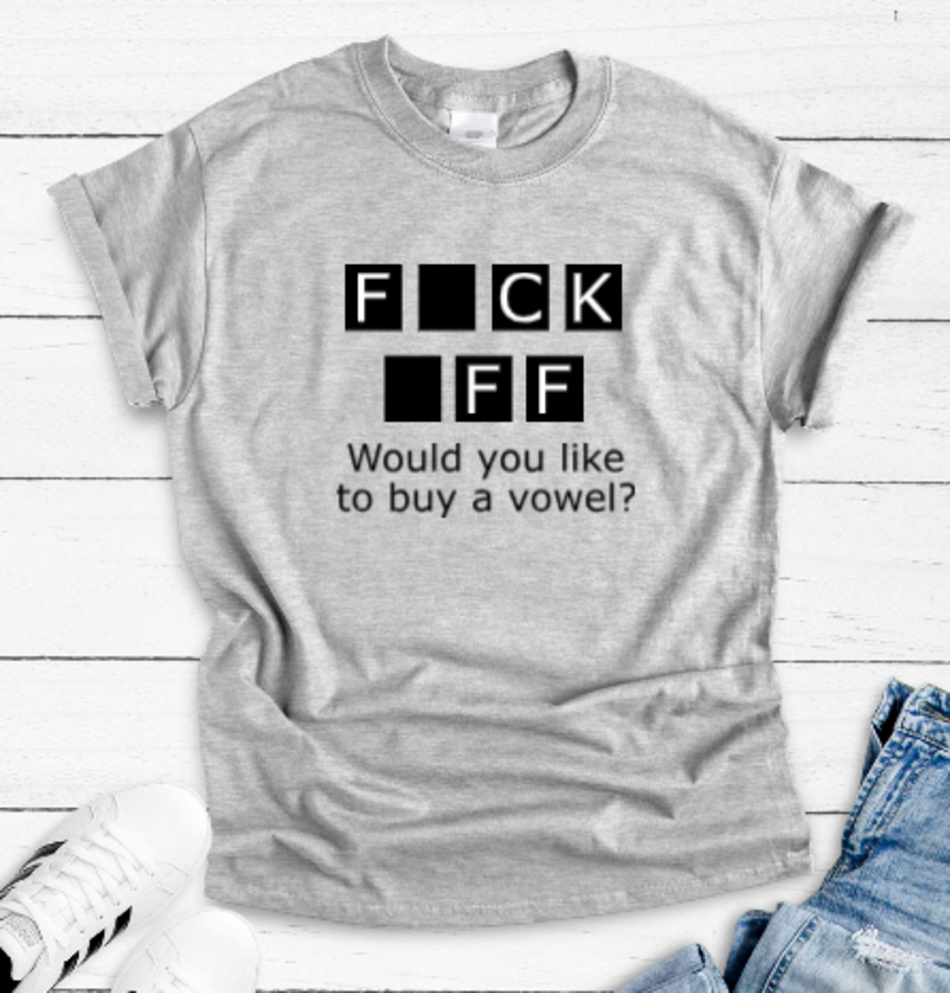 F*ck Off, Would You Like to Buy a Vowel, Gray Short Sleeve Unisex T-shirt