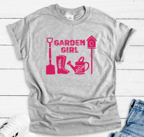 Garden Girl, Gray Short Sleeve Unisex T-shirt