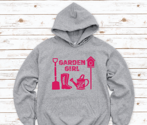 Garden Girl, Gray Unisex Hoodie Sweatshirt