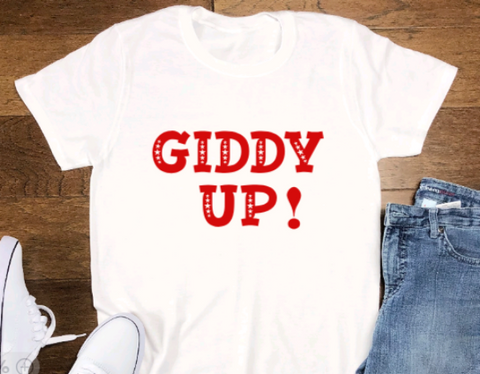 Giddy Up, White, Short Sleeve Unisex T-shirt