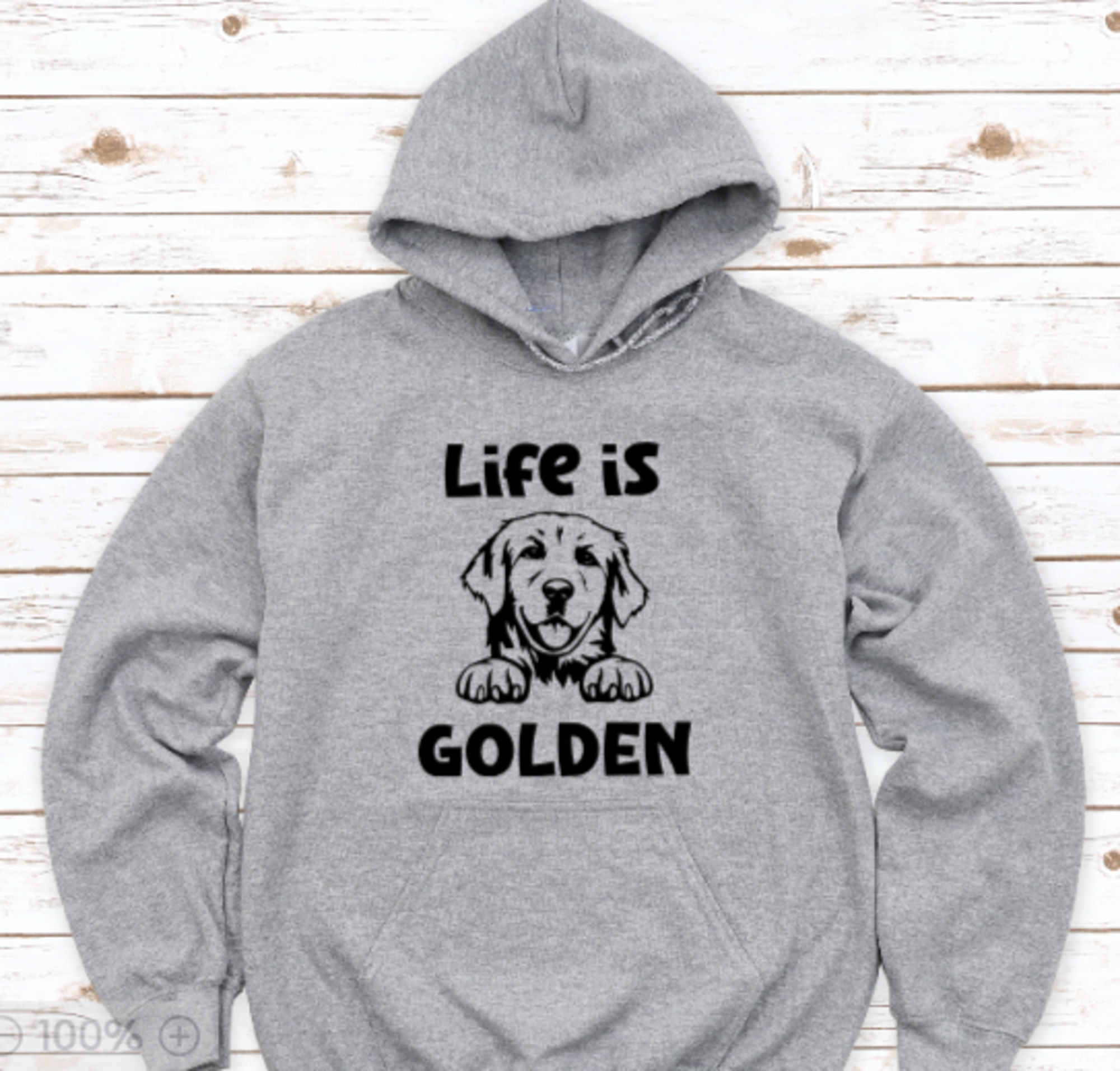 Life is Golden, Retriever, Men's and Women's Gray, Unisex Hoodie Sweatshirt