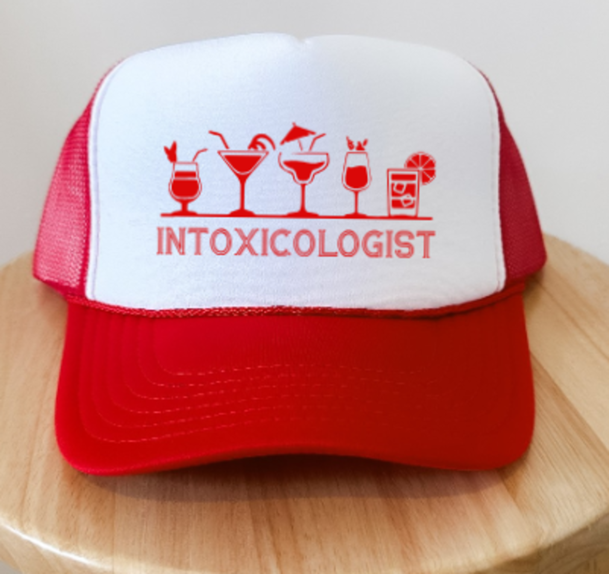 Intoxicologist, Bartender, Red, Men's and Women's Otto Brand Trucker Hat