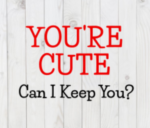 You're Cute, Can I Keep You, SVG File, png, dxf, digital download, cricut cut file