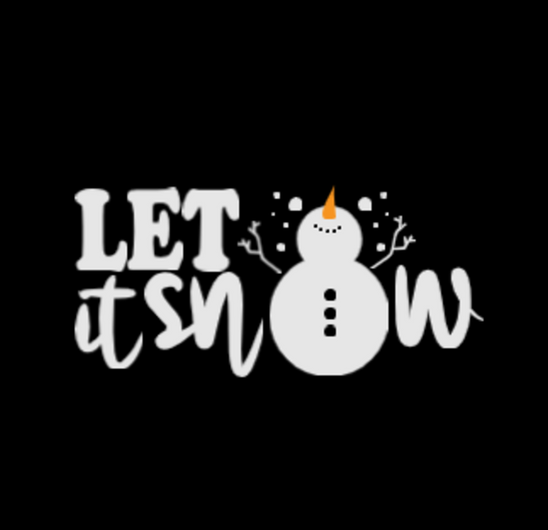 Let it Snow, Snowman, Black Beanie Cuffed Winter Hat