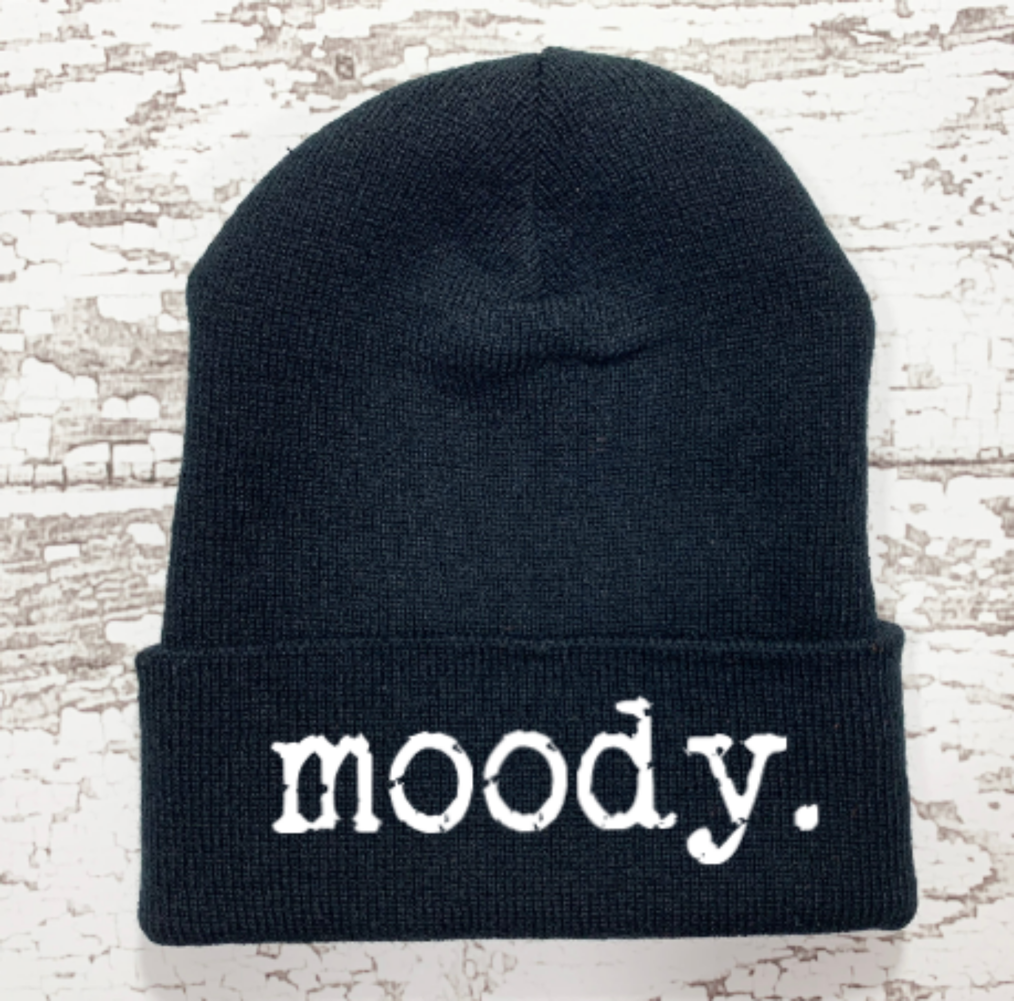 Moody, Black Beanie Cuffed Winter Hat