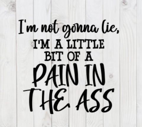 I'm Not Gonna Lie, I'm a Little Bit of a Pain in the Ass, funny SVG File, png, dxf, digital download, cricut cut file