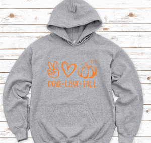 Peace, Love, Fall, Gray Unisex Hoodie Sweatshirt