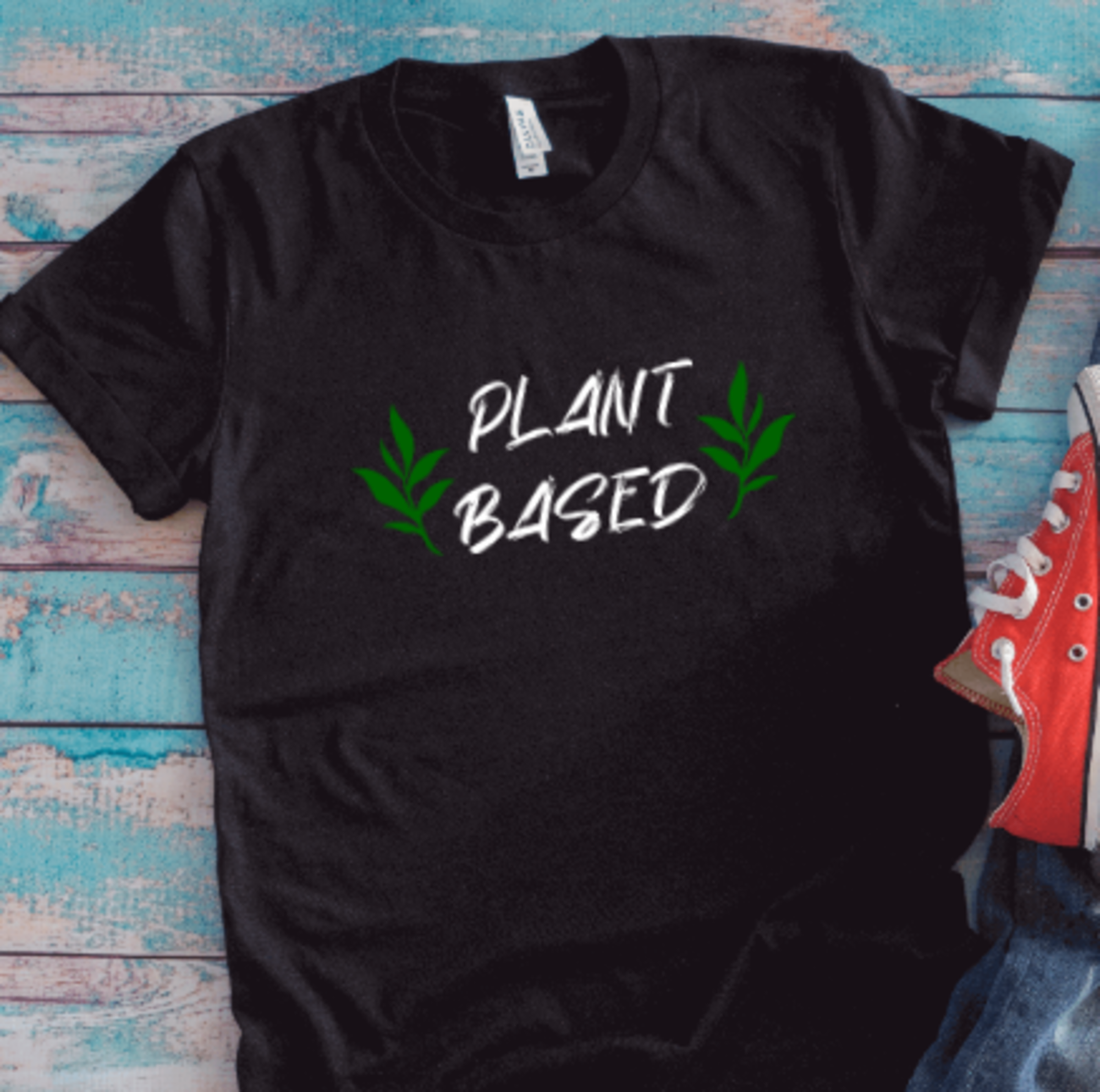 Plant Based, Vegan, Unisex Black Short Sleeve T-shirt