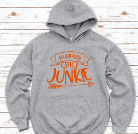 Pumpkin Spice Junkie, Fall Season, Gray Unisex Hoodie Sweatshir