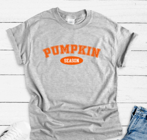 Pumpkin Season, Fall, Gray Short Sleeve Unisex T-shirt