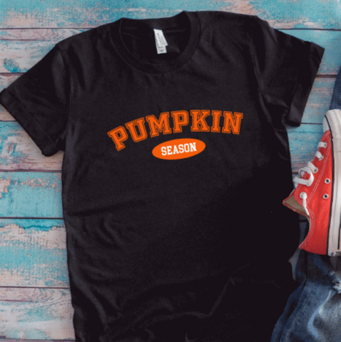 Pumpkin Season, Fall, Black Unisex Short Sleeve T-shirt