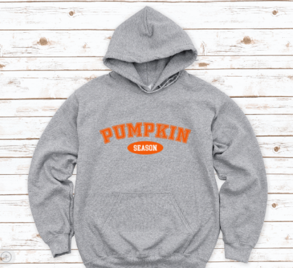 Pumpkin Season, Fall, Gray Unisex Hoodie Sweatshirt