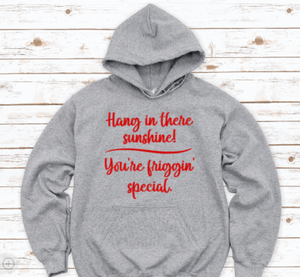 Hang in There Sunshine, You're Friggin' Special, Gray Unisex Hoodie Sweatshirt