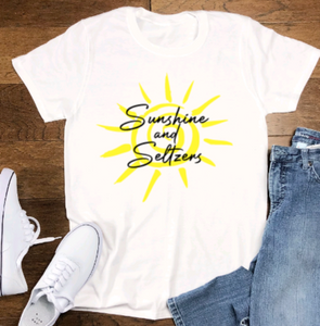Sunshine and Seltzers, Summer, White, Unisex, Short Sleeve T-shirt