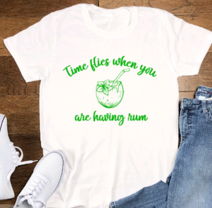 Time Flies When You Are Having Rum, Soft White Short Sleeve Unisex T-shirt