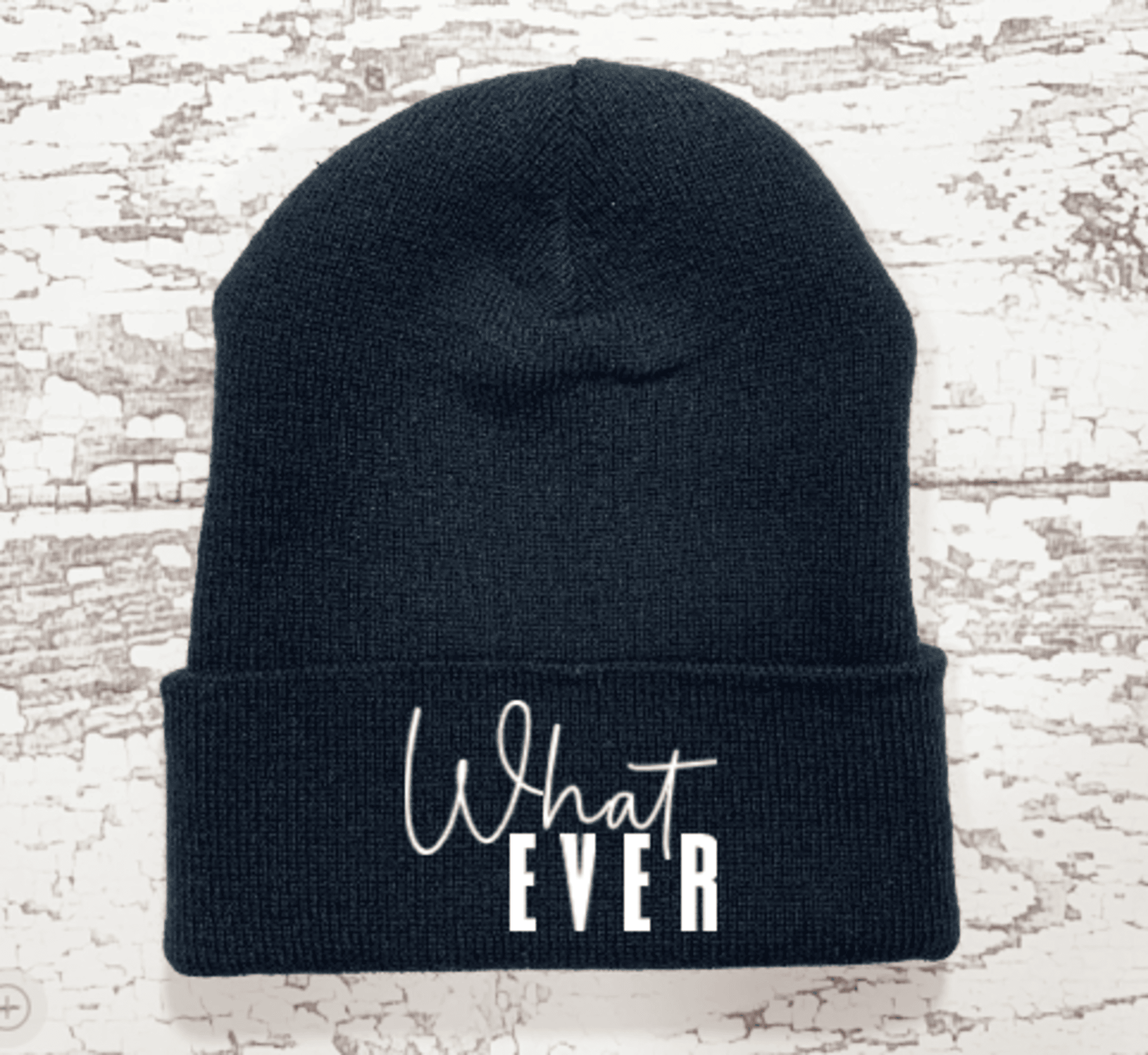 Whatever, Black Beanie Cuffed Winter Hat